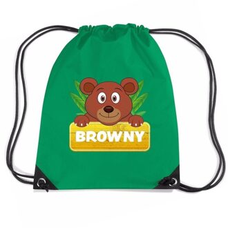 Bellatio Decorations Browny de Beer rugtas / gymtas groen voor kinderen Blauw