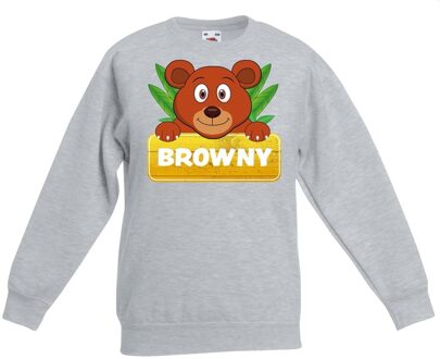 Bellatio Decorations Browny de beer sweater grijs voor kinderen - unisex - beren trui 12-13 jaar (152/164)