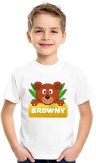 Bellatio Decorations Browny de beer t-shirt wit voor kinderen - unisex - beren shirt XS (110-116)