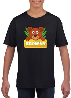 Bellatio Decorations Browny de beer t-shirt zwart voor kinderen - unisex - beren shirt L (146-152)