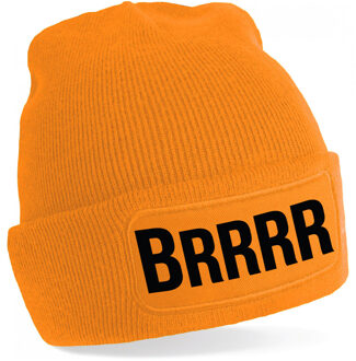 Bellatio Decorations Brrrr muts - unisex - one size - oranje - apres-ski muts One size