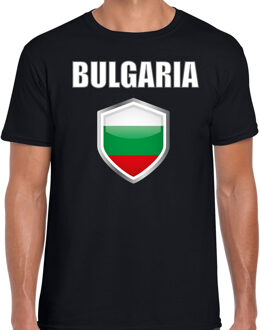 Bellatio Decorations Bulgarije landen supporter t-shirt met Bulgaarse vlag schild zwart heren
