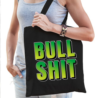 Bellatio Decorations Bullshit fun tekst cadeau tas zwart dames- kado tas / tasje / shopper