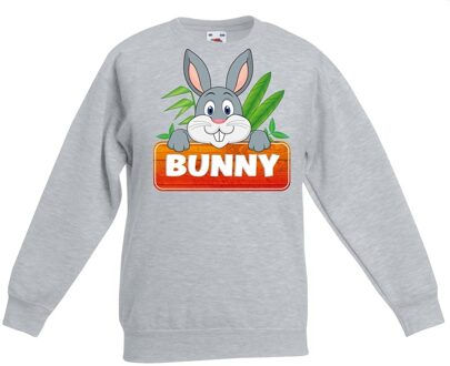 Bellatio Decorations Bunny het konijn sweater grijs voor kinderen - unisex - konijnen trui 12-13 jaar (152/164)