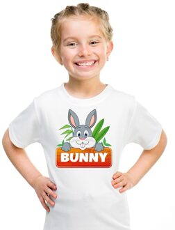 Bellatio Decorations Bunny het konijn t-shirt wit voor kinderen - unisex - konijnen shirt L (146-152)