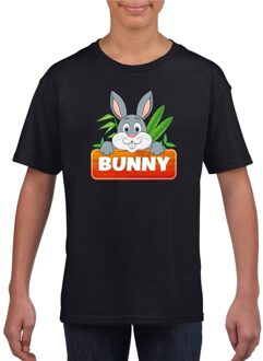 Bellatio Decorations Bunny het konijn t-shirt zwart voor kinderen - unisex - konijnen shirt L (146-152)