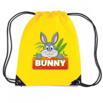 Bellatio Decorations Bunny het konijn trekkoord rugzak / gymtas geel voor kinderen - Gymtasje - zwemtasje