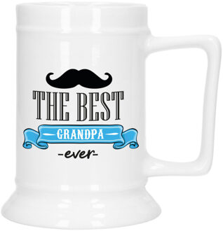 Bellatio Decorations Cadeau Bierpul voor opa - blauw - de beste opa - keramiek - 530 ml