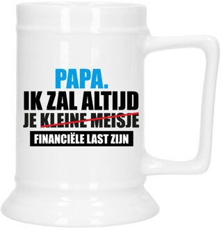 Bellatio Decorations Cadeau Bierpul voor papa - blauw - financiele vader - keramiek - 530 ml - Vaderdag