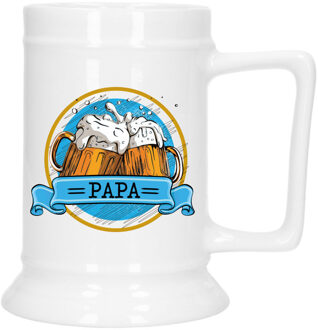 Bellatio Decorations Cadeau Bierpul voor papa - blauw - keramiek - 530 ml - Vaderdag