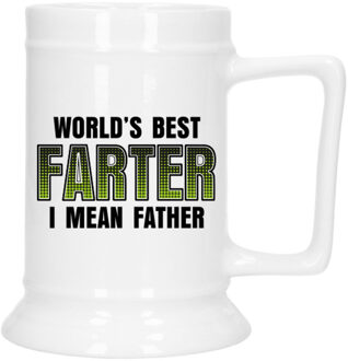 Bellatio Decorations Cadeau Bierpul voor papa - groen - beste vader - keramiek - 530 ml - Vaderdag