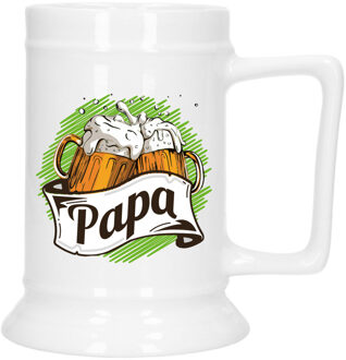 Bellatio Decorations Cadeau Bierpul voor papa - groen - embleem - keramiek - 530 ml - Vaderdag