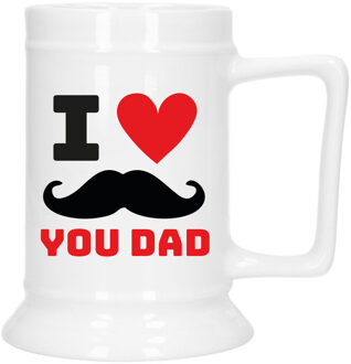 Bellatio Decorations Cadeau Bierpul voor papa - rood - liefde - keramiek - 530 ml - Vaderdag
