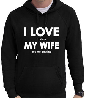 Bellatio Decorations Cadeau capuchon sweater bowler I love it when my wife lets me play golf zwart voor heren L