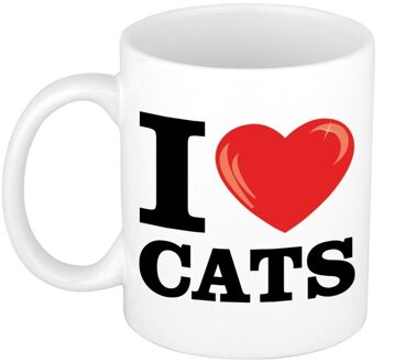 Bellatio Decorations Cadeau I Love Cats koffiemok / beker voor katten/ poezen liefhebber 300 ml - feest mokken Multikleur