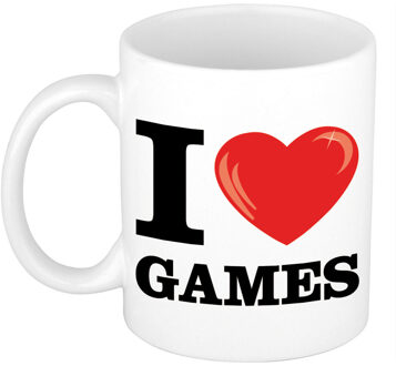 Bellatio Decorations Cadeau I love games kado koffiemok / beker voor spel liefhebber 300 ml - feest mokken Multikleur