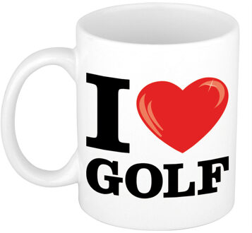 Bellatio Decorations Cadeau I love golf kado koffiemok / beker voor golf liefhebber 300 ml - feest mokken Multikleur