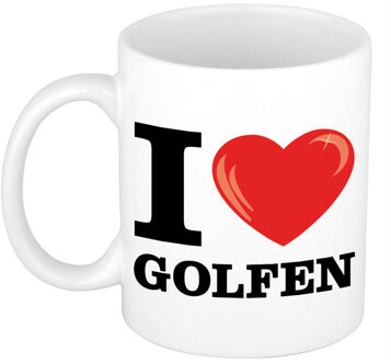 Bellatio Decorations Cadeau I love golfen kado koffiemok / beker voor golf liefhebber 300 ml - feest mokken Multikleur