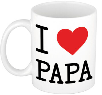 Bellatio Decorations Cadeau I love papa kado koffiemok / beker voor verjaardag / Vaderdag 300 ml - feest mokken Rood