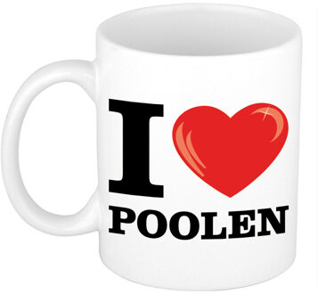 Bellatio Decorations Cadeau I love poolen kado koffiemok / beker voor pool liefhebber 300 ml - feest mokken Multikleur