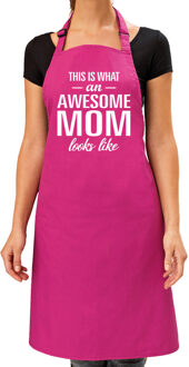 Bellatio Decorations Cadeau Keuken / kook schort - roze - this is what an awesome mom looks like - dames - Moederdag