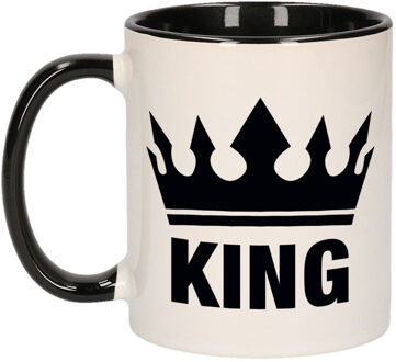 Bellatio Decorations Cadeau King mok/ beker zwart wit 300 ml - feest mokken