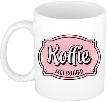 Bellatio Decorations Cadeau koffie mok voor collega - kantoor humor - koffie met suiker - roze - 300 ml