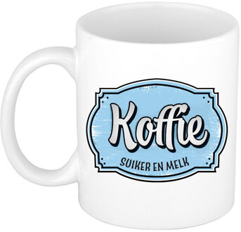 Bellatio Decorations Cadeau koffie mok voor collega - kantoor humor - koffie suiker en melk - blauw - 300 ml