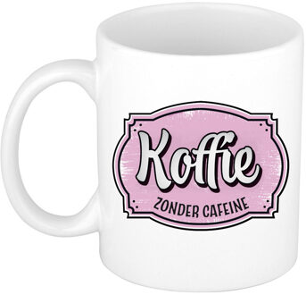 Bellatio Decorations Cadeau koffie mok voor collega - kantoor humor - koffie zonder cafeine - roze - 300 ml