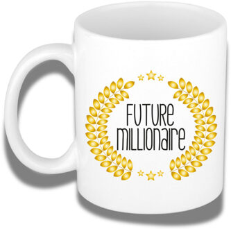 Bellatio Decorations Cadeau koffie/thee mok - collega / baas - Future Millionaire - wit - 300 ml - keramiek
