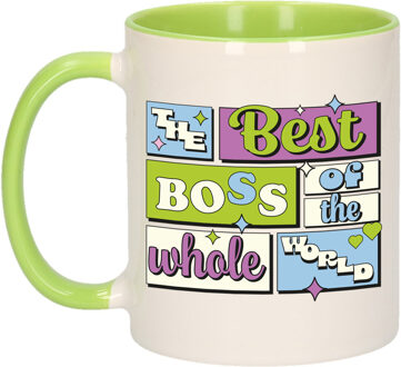 Bellatio Decorations Cadeau koffie/thee mok - de beste baas - van de wereld - groen - 300 ml - keramiek