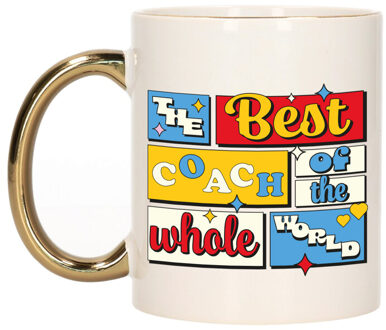 Bellatio Decorations Cadeau koffie/thee mok - de beste coach/trainer - van de wereld - goud - 300 ml - keramiek Goudkleurig