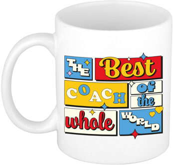 Bellatio Decorations Cadeau koffie/thee mok - de beste coach/trainer - van de wereld - wit - 300 ml - keramiek