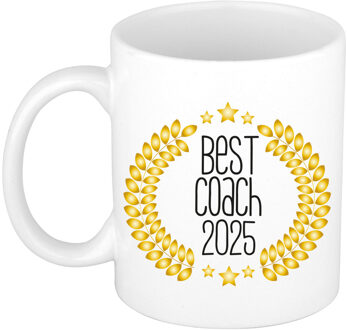 Bellatio Decorations Cadeau koffie/thee mok - de beste Coach van 2025 - wit - 300 ml - keramiek