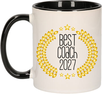 Bellatio Decorations Cadeau koffie/thee mok - de beste Coach van 2027 - zwart - 300 ml - keramiek