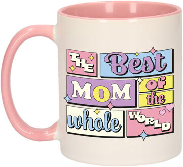 Bellatio Decorations Cadeau koffie/thee mok - de beste mam - van de wereld - roze - 300 ml - keramiek