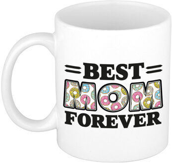 Bellatio Decorations Cadeau koffie/thee mok - de beste mama voor altijd - donuts - multi - 300 ml - keramiek
