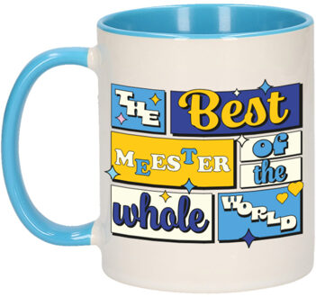 Bellatio Decorations Cadeau koffie/thee mok - de beste meester - van de wereld - blauw - 300 ml - keramiek