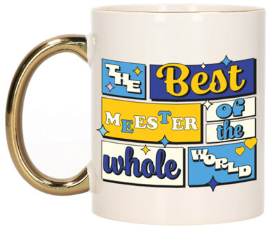 Bellatio Decorations Cadeau koffie/thee mok - de beste meester - van de wereld - goud - 300 ml - keramiek Goudkleurig