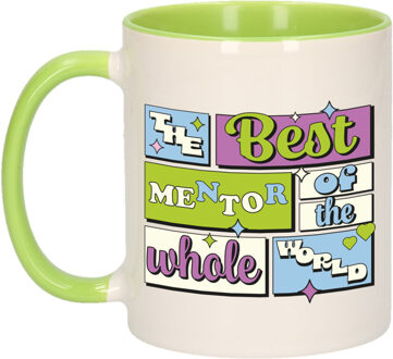 Bellatio Decorations Cadeau koffie/thee mok - de beste mentor - van de wereld - groen - 300 ml - keramiek