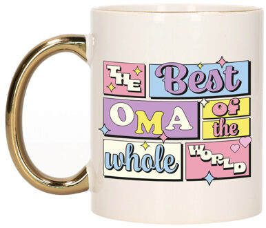 Bellatio Decorations Cadeau koffie/thee mok - de beste oma - van de wereld - goud - 300 ml - keramiek Goudkleurig