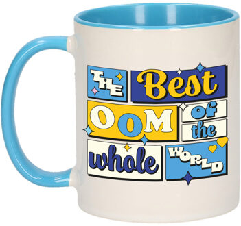 Bellatio Decorations Cadeau koffie/thee mok - de beste oom - van de wereld - blauw - 300 ml - keramiek