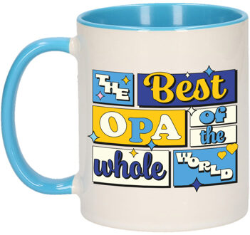 Bellatio Decorations Cadeau koffie/thee mok - de beste opa - van de wereld - blauw - 300 ml - keramiek