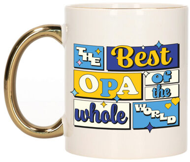 Bellatio Decorations Cadeau koffie/thee mok - de beste opa - van de wereld - goud - 300 ml - keramiek