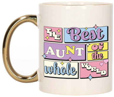 Bellatio Decorations Cadeau koffie/thee mok - de beste tante - van de wereld - goud - 300 ml - keramiek