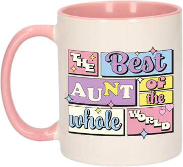 Bellatio Decorations Cadeau koffie/thee mok - de beste tante - van de wereld - roze - 300 ml - keramiek