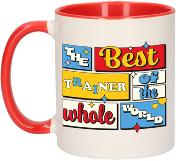 Bellatio Decorations Cadeau koffie/thee mok - de beste trainer/coach - van de wereld - rood - 300 ml - keramiek