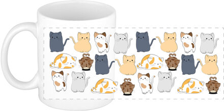 Bellatio Decorations Cadeau koffie/thee mok - lieve kat/poes - wit - 300 ml - keramiek