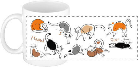 Bellatio Decorations Cadeau koffie/thee mok - lieve kat/poes - wit - 300 ml - keramiek
