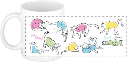 Bellatio Decorations Cadeau koffie/thee mok - lieve kat/poes - wit - 300 ml - keramiek